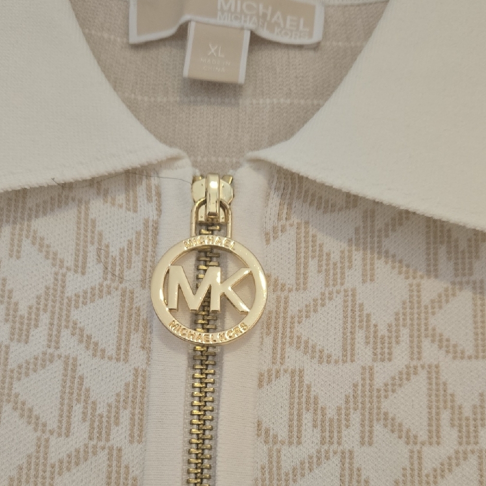 Michael Kors Cream & Gold Patterned Dress only XL . Matching Jacket available - Picture 6 of 8